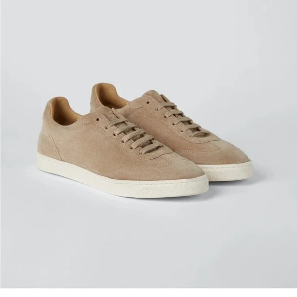Brunello Cucinelli suede leather shoes sneakers excellent size 46/ 13 tan - Picture 2 of 9